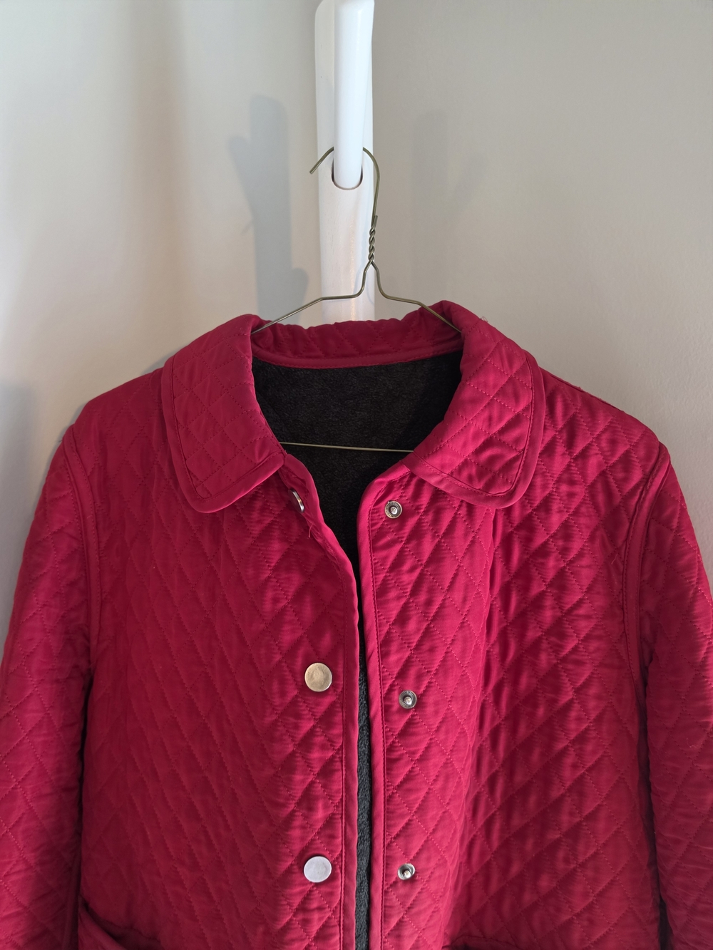 London Fog Quilted Red Button-Front Jacket S/M - Picture 2 of 8
